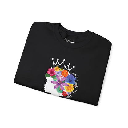 My Crown Blooms: Floral Afro Unisex Crewneck Sweatshirt