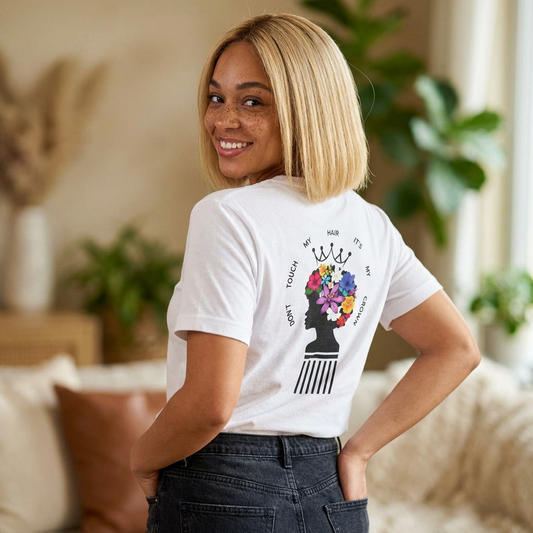 Don't Touch My Hair It's My Crown Afro Floral Crown Statement T-Shirt