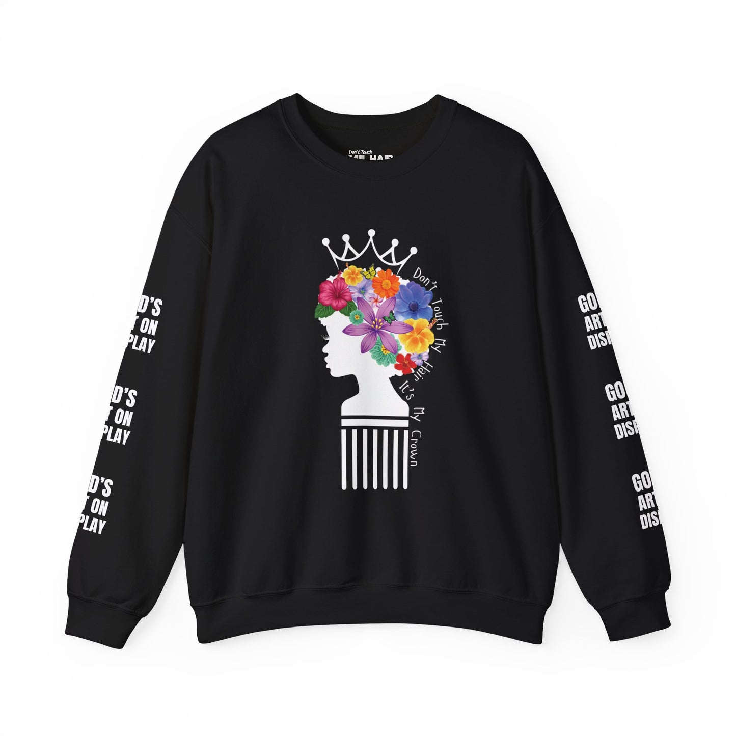 My Crown Blooms: Floral Afro Unisex Crewneck Sweatshirt